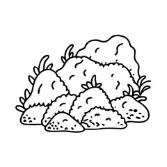 moss covered rocks icon, moss covered rocks line art - simple line art of moss covered rocks, perfect for moss covered rocks logos and icons