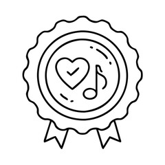 music lover s badge icon, music lover s badge line art - simple line art of music lover s badge, perfect for music lover s badge logos and icons