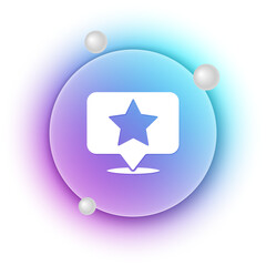 White Map pointer with star icon isolated on white background. Star favorite pin map icon. Map markers. Blue and purple gradient circle background. Vector