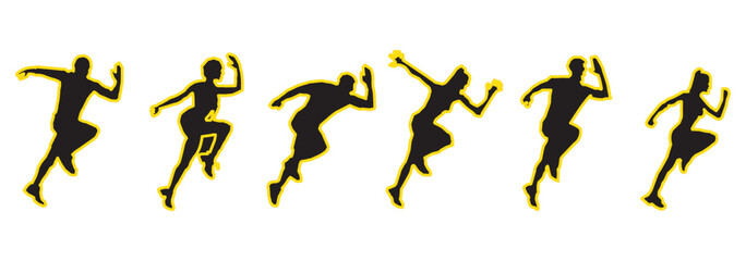 Run, sport athletic logo, group of running people