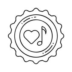 music lover s badge icon, music lover s badge line art - simple line art of music lover s badge, perfect for music lover s badge logos and icons