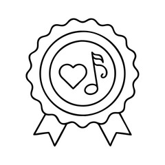 music lover s badge icon, music lover s badge line art - simple line art of music lover s badge, perfect for music lover s badge logos and icons