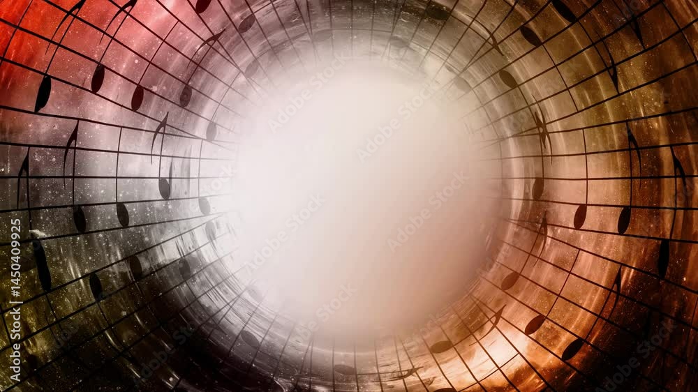 Poster music notes in space with stars. abstract color background. Loop Animation.