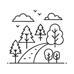 nature path icon, nature path line art - simple line art of nature path, perfect for nature path logos and icons