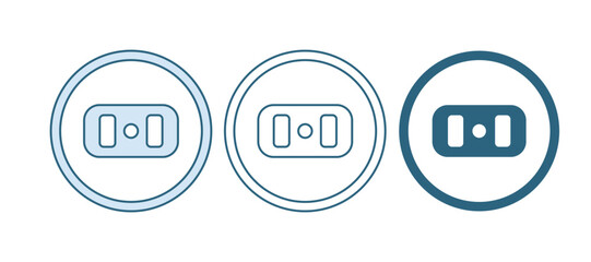 Blue Electrical outlet icon isolated on white background. Power socket. Rosette symbol. Vector
