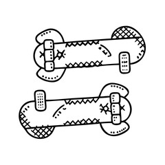 old school skateboard design icon, old school skateboard design line art - simple line art of old school skateboard design, perfect for old school skateboard design logos and icons
