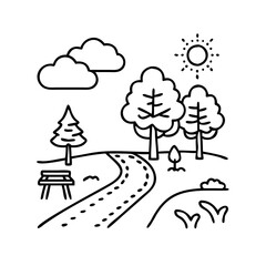 park pathway icon, park pathway line art - simple line art of park pathway, perfect for park pathway logos and icons
