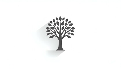 Obraz premium Simple stylized tree icon with long shadow, perfect for logos, websites, and presentations. Clean design, minimalist style.