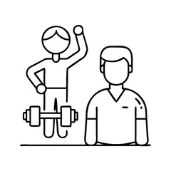 personal trainer icon, personal trainer line art - simple line art of personal trainer, perfect for personal trainer logos and icons