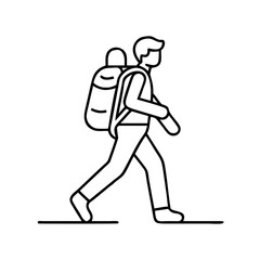 person with walking backpack icon, person with walking backpack line art - simple line art of person with walking backpack, perfect for person with walking backpack logos and icons