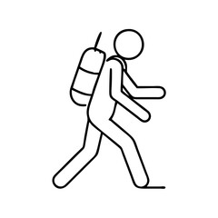 person with walking backpack icon, person with walking backpack line art - simple line art of person with walking backpack, perfect for person with walking backpack logos and icons