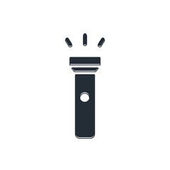 Black Flashlight icon isolated on white background. Vector