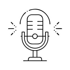 podcast microphone icon, podcast microphone line art - simple line art of podcast microphone, perfect for podcast microphone logos and icons