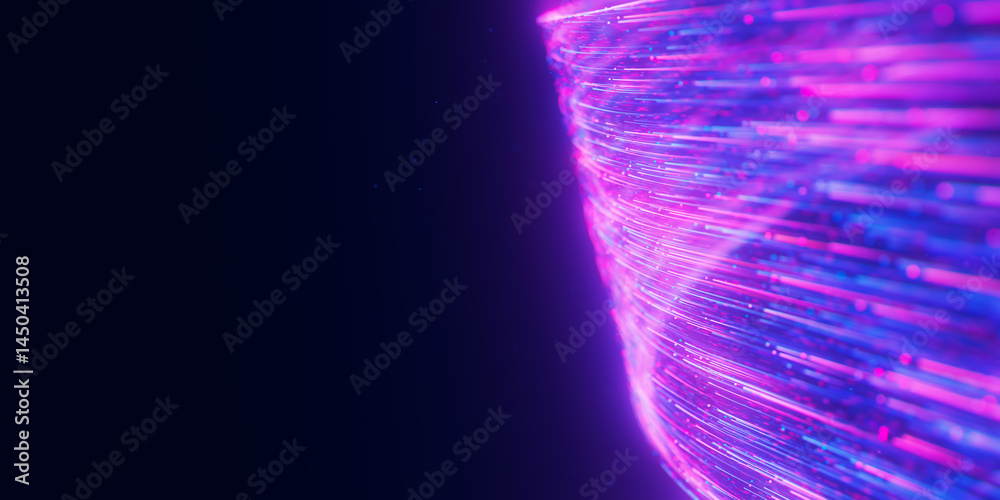 Poster closeup of bigdata light speed flow. abstract digital data stream of quantum computing. cyberspace o