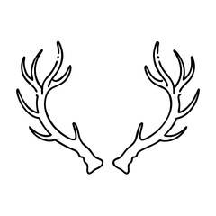 deer antlers icon, deer antlers line art - simple line art of deer antlers, perfect for deer antlers logos and icons