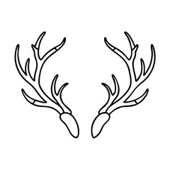 deer antlers icon, deer antlers line art - simple line art of deer antlers, perfect for deer antlers logos and icons