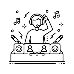 dj set at concert icon, dj set at concert line art - simple line art of dj set at concert, perfect for dj set at concert logos and icons