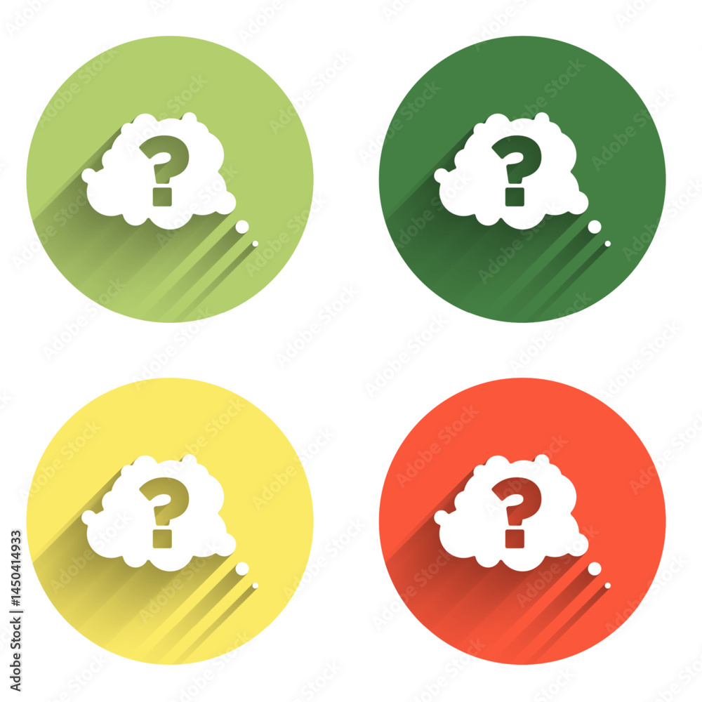 Poster set question mark icon isolated with long shadow background. faq sign. copy files, chat speech bubbl