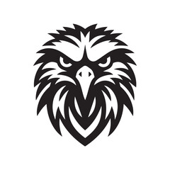 Eagle Head in Monochrome Circular Emblem Style