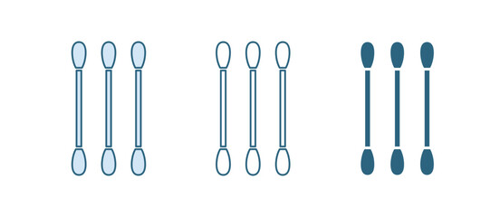 Blue Cotton swab for ears icon isolated on white background. Vector