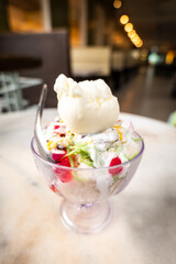 Ais Kacang, or Ice Kacang, Shaved icedessert which is common in Malaysia, Singapore . 