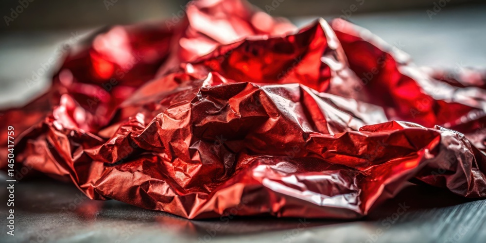 Aufkleber A close up of the abstract textures of crumpled red paper that creates a unique and dynamic composition.