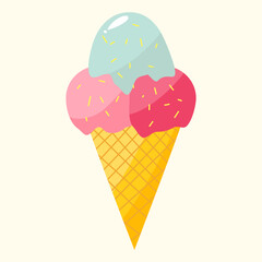 Cute ice cream cone with topping