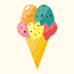 Cute ice cream cone with topping
