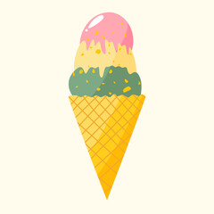 Cute ice cream cone with topping