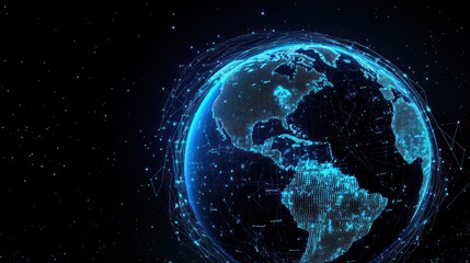 Obraz premium Glowing digital globe network connection visualization