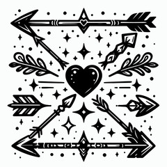 Vector illustration of a heart with an arrow