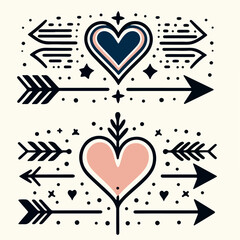 Vector illustration of a heart with an arrow