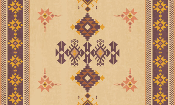 Navajo Tribal and Native American seamless pattern Ethnic SouthWestern decor style. Boho geometric ornament. Vector seamless pattern. Mexican blanket, rug,Woven, carpet, Aztec ornament pattern