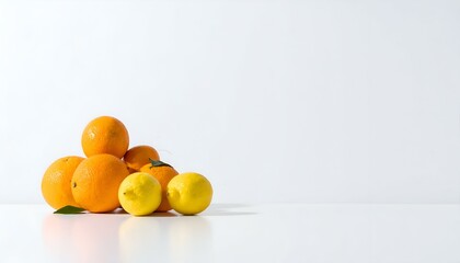 Juicy oranges and lemons on a white background.  A simple, fresh image perfect for food blogs, websites, or healthy living concepts.