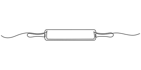 Naklejka premium continuous line drawing of rolling pin symbol. abstract line art illustration, Rolling pin kitchen utensils one line continuous drawing illustration, Kitchen tools continuous one line illustration. 