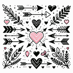 Vector illustration of a heart with an arrow