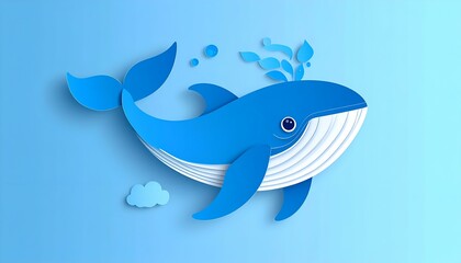 Fototapeta premium blue whale cartoon