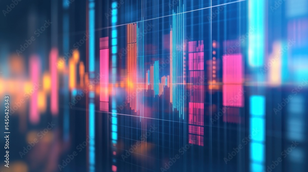 Poster digital data visualization with charts and graphs