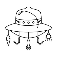 angler s hat with lures icon, angler s hat with lures line art - simple line art of angler s hat with lures, perfect for angler s hat with lures logos and icons