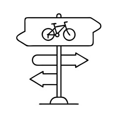bike route directional sign icon, bike route directional sign line art - simple line art of bike route directional sign, perfect for bike route directional sign logos and icons