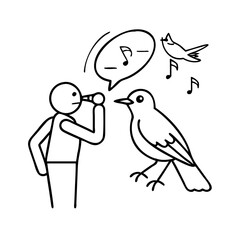 bird call guide icon, bird call guide line art - simple line art of bird call guide, perfect for bird call guide logos and icons