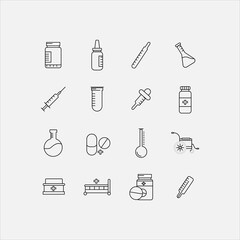 icon set of medicial equipment and services