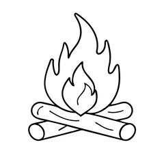 campfire icon, campfire line art - simple line art of campfire, perfect for campfire logos and icons