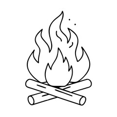 campfire icon, campfire line art - simple line art of campfire, perfect for campfire logos and icons