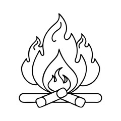 campfire icon, campfire line art - simple line art of campfire, perfect for campfire logos and icons