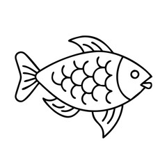 carp fish icon, carp fish line art - simple line art of carp fish, perfect for carp fish logos and icons