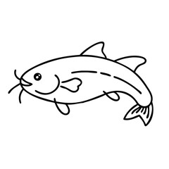catfish icon, catfish line art - simple line art of catfish, perfect for catfish logos and icons