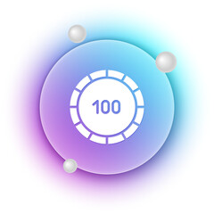 White Casino chips icon isolated on white background. Casino gambling. Blue and purple gradient circle background. Vector