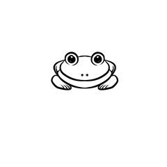 Cartoon frog character with large eyes sitting on a white background, ideal for playful designs