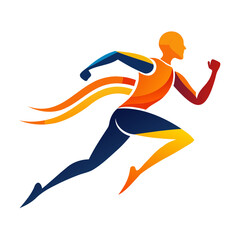 Colorful runner athlete running fast vector illustration for sports and fitness logo and design idea isolated on transparent background
